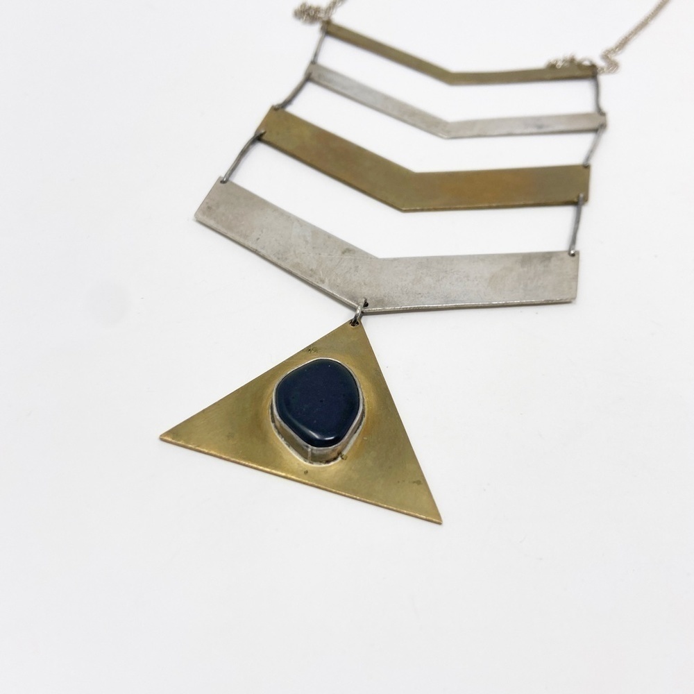 Chevron Arrow Stack Gold Silver Statement Necklace - image 6